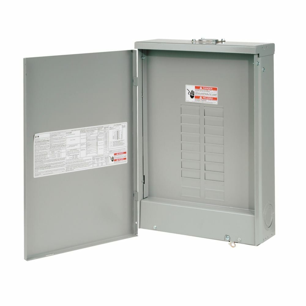 Eaton Eaton BR main lug loadcenter,No feed-thru lugs,includes BREQS125 hold-down screw, 125 A,C1R,Aluminum, NEMA 3R,Metallic,10 kAIC,BR,NEMA 3R,24 Circuits,Twenty-four pole,20 Spaces,Three-wire,Single-phase,120/240V,#6-2/0 AWG Cu/Al