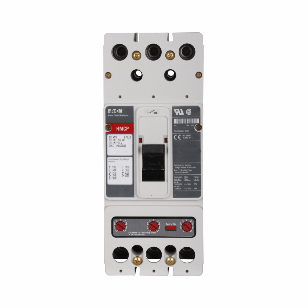 Eaton molded case circuit breaker accessory motor protection, Motor circuit protector, 250 A, Three-pole, Frame J-K, 1250-2500 A, 600 V, 250 Vdc, Series C, Without, Without terminals