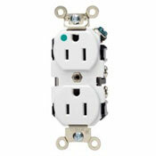 Wide Body Duplex Receptacle, Straight Blade, Hospital Grade, Self Grounding, White