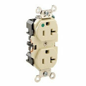 20-Amp, 125-Volt, Extra Heavy Duty Hospital Grade, Duplex Receptacle, Straight Blade, Self Grounding, Back and Side Wired, Brown