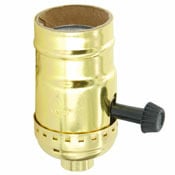 Aluminum Shell Incandescent Lampholder, Removeable Turn Knob, 2-Circuit, 1/8 Ips Tapped Bushing With Set Screw, For Controling Two Sockets, Brass