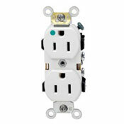 15 Amp, 125 Volt, Duplex Receptacle, Heavy Duty Hospital Grade, Straight Blade, Self Grounding, Back and Side Wired, Brown