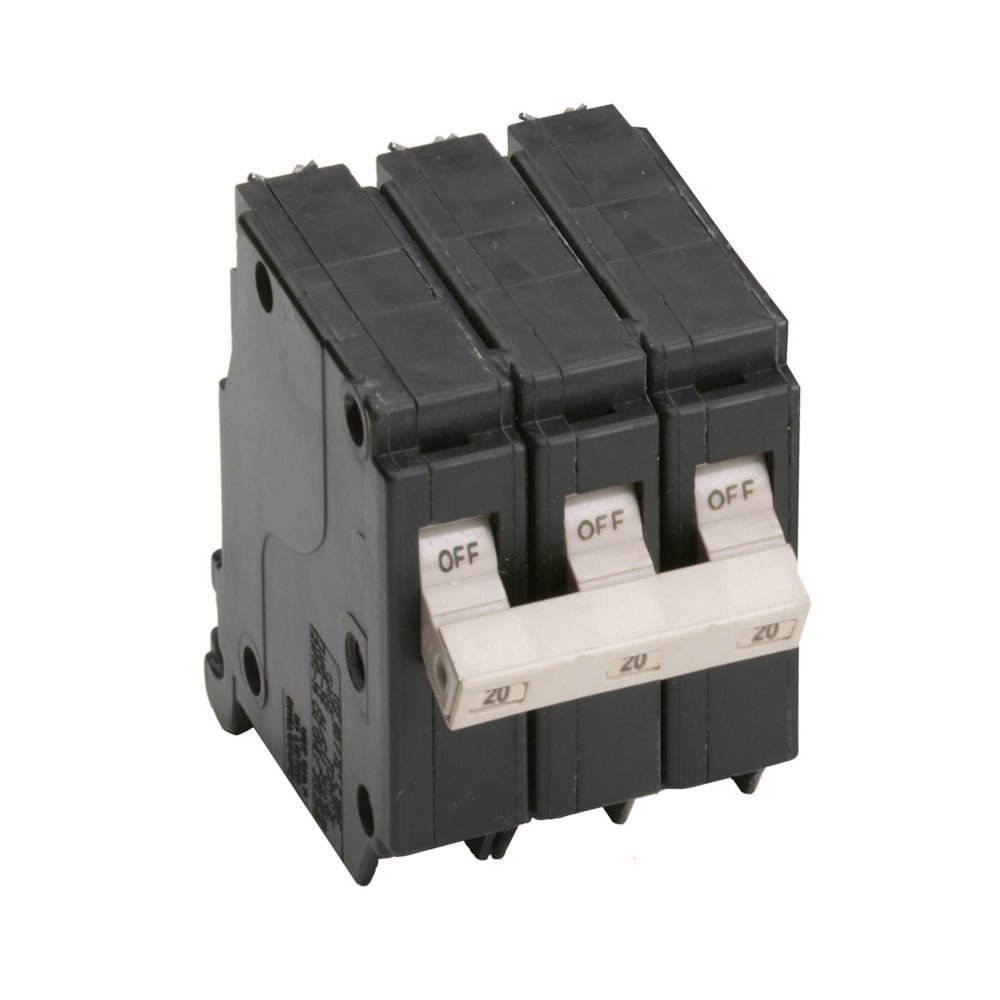 Eaton CH thermal magnetic circuit breaker,Type CH 3/4-Inch standard circuit breaker,20 A,10 kAIC,Three-pole,240V,CH,Common breaker trip,#14-6 AWG Cu/Al,CH,Type CH Loadcenters