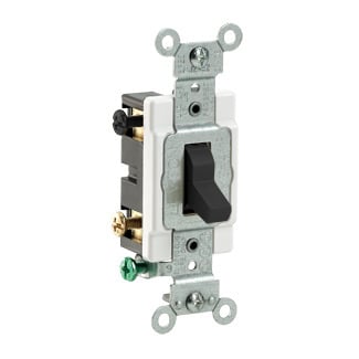 20 Amp, 120/277 Volt, Toggle 4-Way AC Quiet Switch, Commercial Grade, Grounding, Black