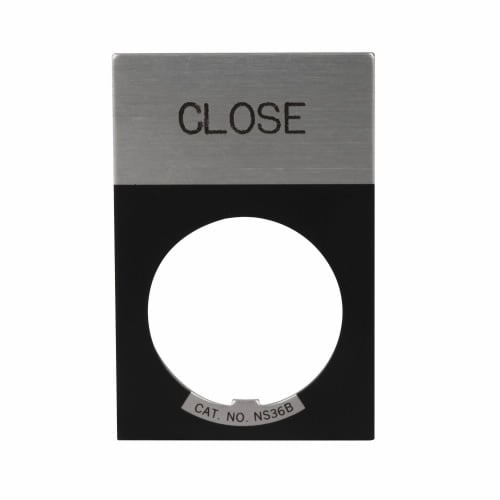 E22NS13 Standard Legend Plate, 1.77 in H x 1.17 in W, Square Plate, Aluminum/Plastisol Backing, Black Field