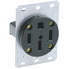 50 Amp, 125/250 Volt, NEMA 14-50R, 3P, 4W, Flush Mounting Receptacle, Straight Blade, Industrial Grade, Grounding, Side Wired, Steel Strap, Black
