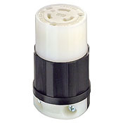 20 Amp, 125 Volt, 2-Pole,3-Wire, Locking Connector, Industrial Grade, Grounding, Power Indication, Black-White