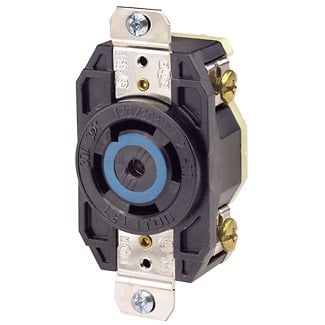 30 Amp, 120/208 Volt- 3PY, Flush Mounting Locking Receptacle, Industrial Grade, Grounding, V-0-Max, Black