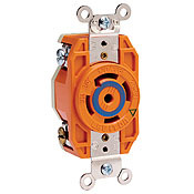30 Amp, 120/208 Volt- 3PY, Flush Mounting Locking Receptacle, Industrial Grade, Isolated Ground, V-0-Max, Orange