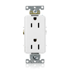 15 Amp, 125 Volt, Decora Plus Duplex Receptacle, Straight Blade, Commercial Grade, Self Grounding, White