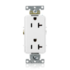 20 Amp, 125 Volt, NEMA 5-20R, 2P, 3W, Decora Plus Duplex Receptacle, Straight Blade, Commercial Grade, Self Grounding, , , Back & Side Wired, Steel Strap, - White