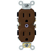 15-Amp, 125-Volt, Narrow Body Duplex Receptacle, Straight Blade, Commercial Grade, Self Grounding, Ivory