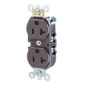 20 Amp, 125 Volt, NEMA 5-20R, 2P, 3W, Narrow Body Duplex Receptacle, Straight Blade, Commercial Grade, Self Grounding, Back & Side Wired, Steel Strap - WHITE