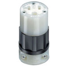 20 Amp, 125 Volt, Connector, Straight Blade, Industrial Grade, Grounding, Power Indication, Black-White