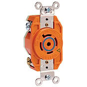 20 Amp, 120/208 Volt- 3PY, Flush Mounting Locking Receptacle, Industrial Grade, Isolated Ground, V-0-Max, Orange
