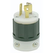15/10-Amp, 125-Volt/250-Volt, Locking Plug, Industrial Grade, Non-Grounding, Black-White