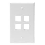 QuickPort Wallplate, Single Gang, 4-Port, White