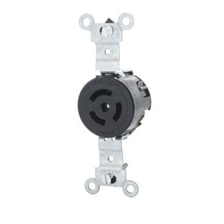 15-Amp, 125 Volt/10-Amp, 250 Volt, Single Locking Receptacle, Industrial Grade, Grounding, Black