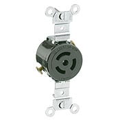 15/10-Amp, 125/250 Volt, Single Locking Receptacle, Industrial Grade, Non-Grounding, Black