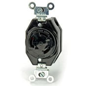 30 Amp, 250 Volt AC, 3P, 4W, Non-NEMA, Flush Mounting Locking Receptacle, Industrial Grade, Grounding, Black