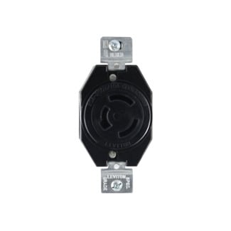 20 Amp, 250 Volt/10 Amp, 600 Volt, Flush Mounting Locking Receptacle, Industrial Grade, Grounding, Black