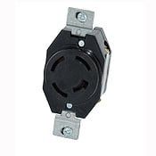 20 Amp, 250 Volt, Locking Receptacle, 3P4W, Black