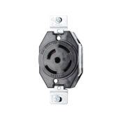 20/10-Amp, 250 Volt AC/DC/600Volt AC, Flush Mounting Locking Receptacle, Industrial Grade, Grounding, Black