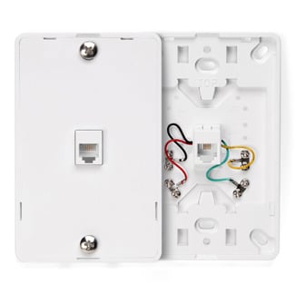 Telephone Wall Jack, 6P4C, Screw Terminal, Light Almond, White