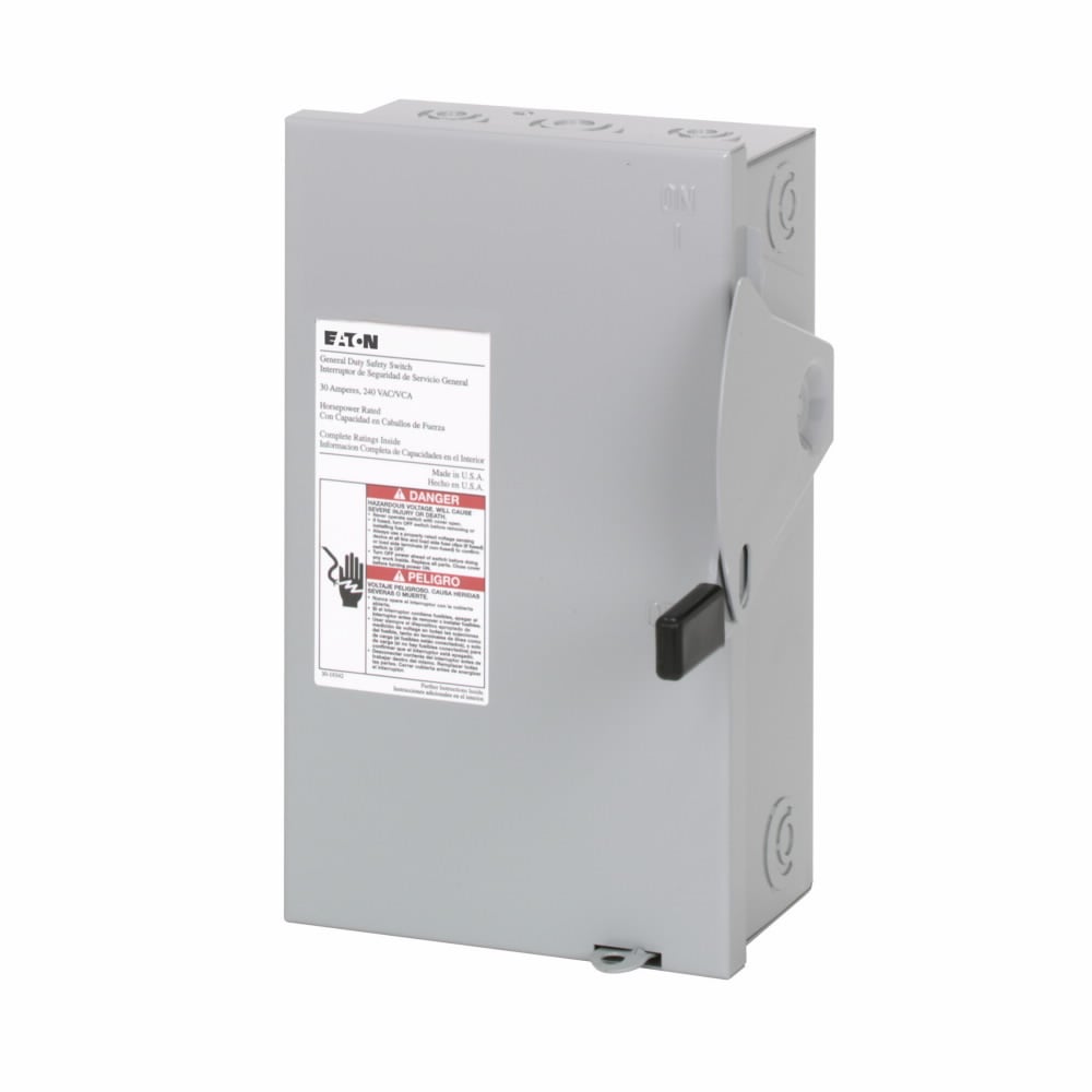Eaton General duty cartridge fuse safety switch, 30 A, NEMA 1, Pa
