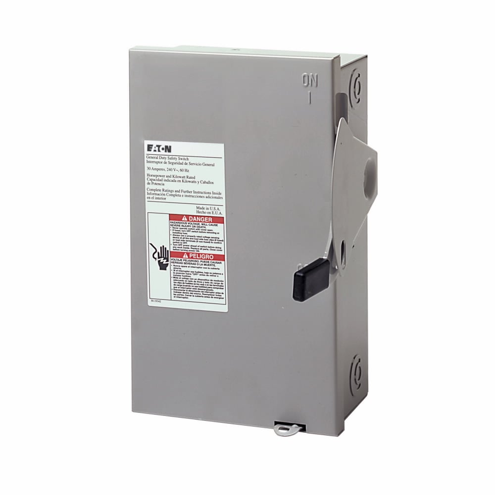 Eaton General duty cartridge fuse safety switch, 30 A, NEMA 1, Painted steel, Class H fuses, Fusible with neutral, Three-pole, Four-wire, Category: general duty safety switch, 240 V