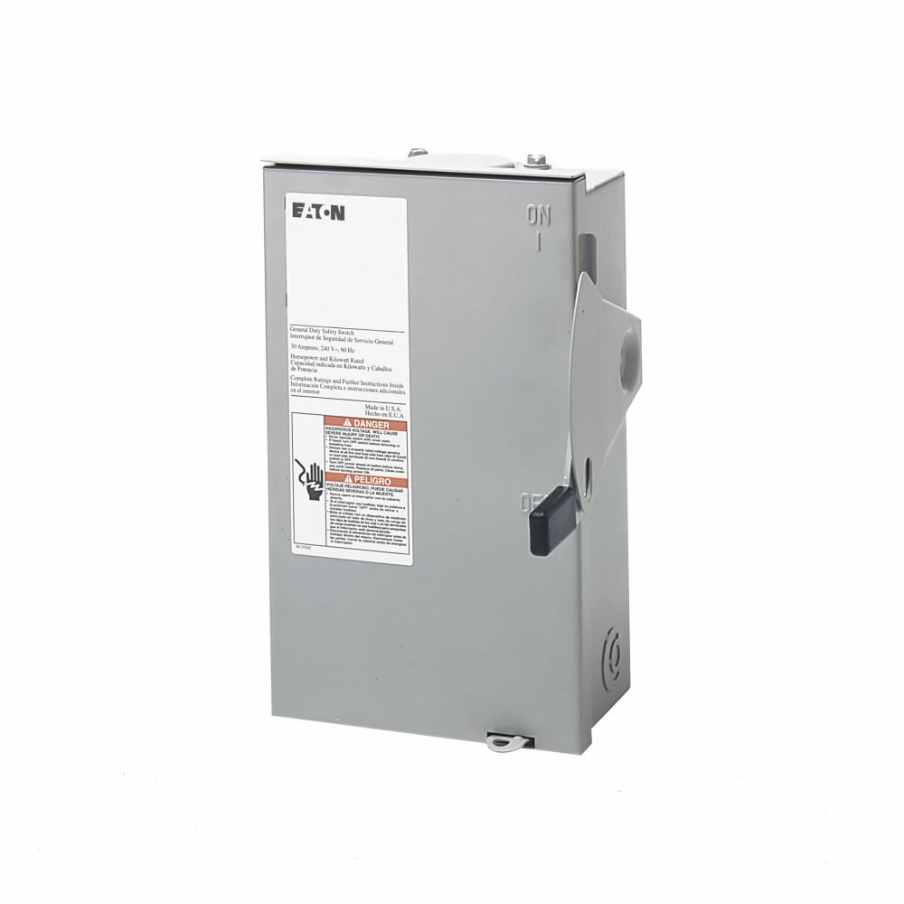 Eaton General duty cartridge fuse safety switch, NEMA 3R, Painted galvanized steel, Class H fuses, 30 A, Fusible with neutral, Three-pole, Four-wire, Category: general duty safety switch, 240 V
