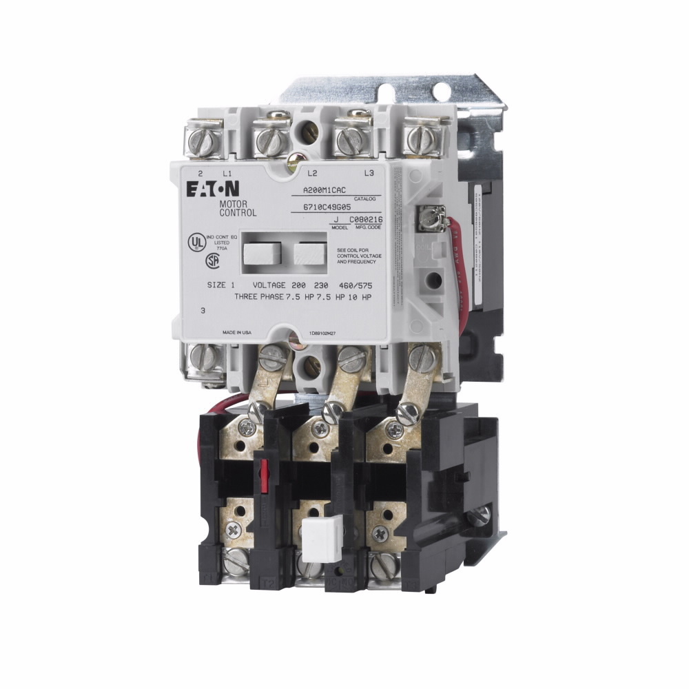 Eaton Freedom NEMA motor control starter, Non-Reversing Starter, 200-208V/60 Hz coil voltage, 27A, Three-pole, Size 1, 2 hp at 115V, 7-1/2 hp at 208,240V, 10 hp at 480,600V, A200 series