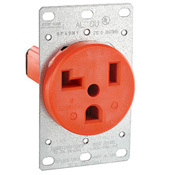 30 Amp, 125 Volt, Flush Mounting Receptacle, Straight Blade, Industrial Grade, Isolated Ground, Orange