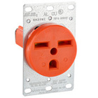 30 Amp, 250 Volt, Flush Mounting Receptacle, Straight Blade, Industrial Grade, Isolated Ground, Orange