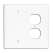 2-Gang 1-Duplex 1-Blank Device Combination Wallplate, Box Mount, Midway Size, White