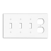4-Gang 3-Toggle 1-Duplex Device Combination Wallplate, Standard Size, Brown