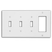4-Gang 3-Toggle Decora/GFCI Device Combination Wallplate, Ivory