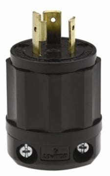 20 Amp, 125 Volt, NEMA L5-20P, 2P, 3W, Locking Plug, Industrial Grade, Grounding- Black
