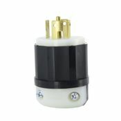 20/10-Amp, 250-Volt AC/DC/600-Volt Ac, Locking Plug, Industrial Grade, Grounding, Black-White