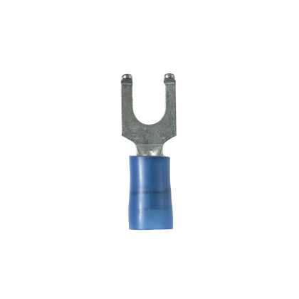 Pan-Term PN14-8FF-M Fork Terminal, Blue, Nylon, 14-18 AWG, #8 Stud, PK1000