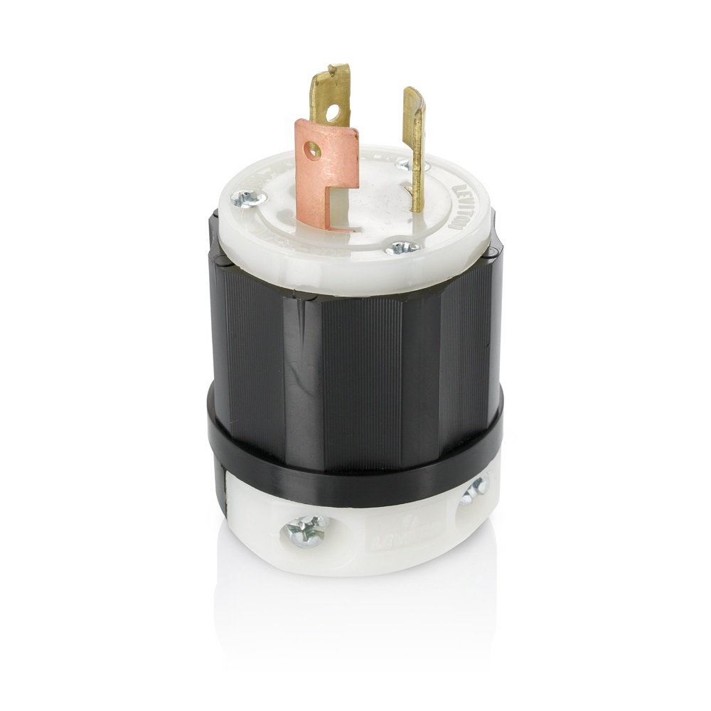 20 Amp, 125/250 Volt, Locking Plug, Industrial Grade, Grounding, Black-White