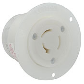 20 Amp, 125/250 Volt, NEMA Non-NEMA, 3P, 3W, Flanged Outlet Locking Receptacle, Industrial Grade, Non-Grounding - WHITE