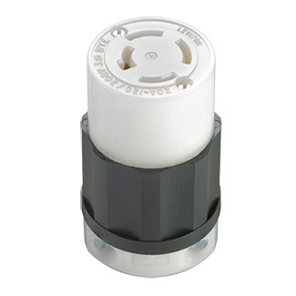 20 Amp, 120 Volt/208-Volt, 3PY, Locking Connector, Industrial Grade, Grounding, Black-White