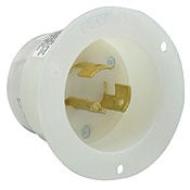 20 Amp, 120/208 Volt 3PY, Flanged Inlet Locking Receptacle, Industrial Grade, Non-Grounding, White