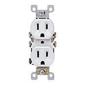 15 Amp, 125 Volt, Duplex Receptacle, Residential Grade, Self-Grounding, White