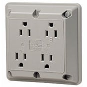 15 Amp, 125 Volt, Industrial Series Extra Heavy Duty Grade, 4-In-1 Receptacle, Straight Blade, Grounding, White