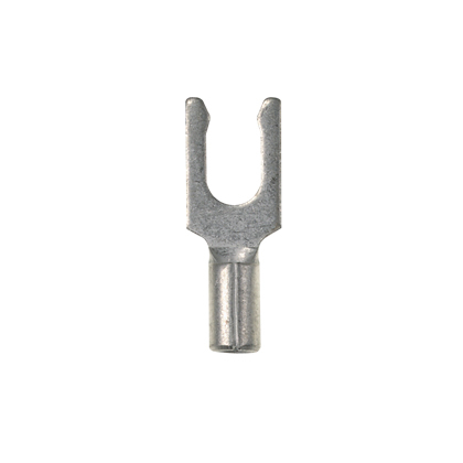 Locking Fork Terminal, non-insulated, 18- 14 AWG, #10 stud size, standard package.