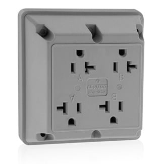 20A, 125V, Industrial Series Extra Heavy Duty Grade, 4-In-1 Receptacle, Straight Blade, Grounding, Gray