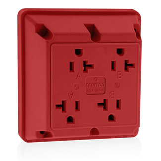 20 Amp, 125 Volt, Industrial Series Extra Heavy Duty Grade, 4-In-1 Receptacle, Straight Blade, Grounding, Red