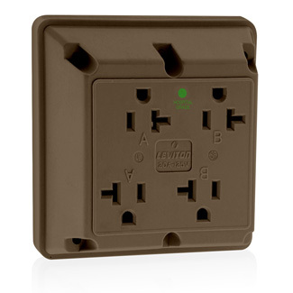 20 Amp, 125 Volt, Industrial Series Extra Heavy Duty Hospital Grade, 4-In-1 Receptacle, Straight Blade, Grounding, Brown